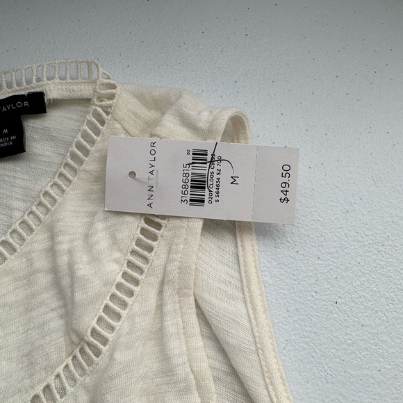 Ann Taylor Cream Relaxed Tank Top with Peplum and Sleeveless Design - Picture 3 of 5